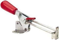 De-Sta-Co - 500 Lb Capacity, Vertical, U Hook, Flanged Base, Carbon Steel Pull Action Latch Clamp - 1.53" Drawing Movement, 3.49" OAL, Threaded U Hook, Straight Handle - Eagle Tool & Supply