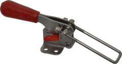 De-Sta-Co - 500 Lb Capacity, Vertical, U Hook, Flanged Base, Stainless Steel Pull Action Latch Clamp - 1.53" Drawing Movement, 3.49" OAL, Threaded U Hook, Straight Handle - Eagle Tool & Supply