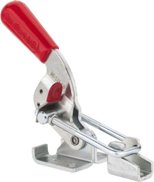De-Sta-Co - 720 Lb Capacity, Horizontal, U Hook, Flanged Base, Carbon Steel Pull Action Latch Clamp - 1-3/4" Drawing Movement, 6.07" OAL, Threaded U Hook, Straight Handle - Eagle Tool & Supply