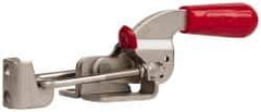 De-Sta-Co - 700 Lb Capacity, Horizontal, U Hook, Flanged Base, Stainless Steel Pull Action Latch Clamp - 1-3/4" Drawing Movement, 6.07" OAL, Threaded U Hook, Straight Handle - Eagle Tool & Supply