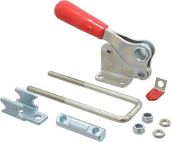 De-Sta-Co - 2,000 Lb Capacity, Vertical, U Hook, Flanged Base, Carbon Steel Pull Action Latch Clamp - 2.46" Drawing Movement, 5.77" OAL, Threaded U Hook, Straight Handle - Eagle Tool & Supply