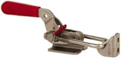 De-Sta-Co - 2,000 Lb Capacity, Horizontal, U Hook, Flanged Base, Stainless Steel Pull Action Latch Clamp - 2-1/2" Drawing Movement, 8.43" OAL, Threaded U Hook, Straight Handle - Eagle Tool & Supply