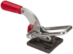De-Sta-Co - 4,000 Lb Capacity, Horizontal, U Hook, Flanged Base, Carbon Steel Pull Action Latch Clamp - 3-1/2" Drawing Movement, 10.19" OAL, Threaded U Hook, Straight Handle - Eagle Tool & Supply
