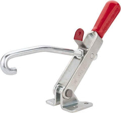 De-Sta-Co - 375 Lb Capacity, Horizontal, J Hook, Flanged Base, Carbon Steel Pull Action Latch Clamp - 4" Drawing Movement, 8.82" OAL, Straight Handle - Eagle Tool & Supply