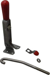 De-Sta-Co - 450 Lb Capacity, Horizontal, J Hook, Flanged Base, Stainless Steel Pull Action Latch Clamp - 4" Drawing Movement, 8.82" OAL, Straight Handle - Eagle Tool & Supply