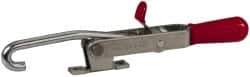 De-Sta-Co - 375 Lb Capacity, Horizontal, J Hook, Right Flanged Base, Carbon Steel Pull Action Latch Clamp - 4" Drawing Movement, 8.82" OAL, Thumb Handle - Eagle Tool & Supply