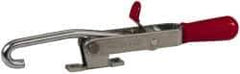 De-Sta-Co - 375 Lb Capacity, Horizontal, J Hook, Right Flanged Base, Carbon Steel Pull Action Latch Clamp - 4" Drawing Movement, 8.82" OAL, Thumb Handle - Eagle Tool & Supply