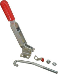 De-Sta-Co - 1,000 Lb Capacity, Horizontal, J Hook, Flanged Base, Carbon Steel Pull Action Latch Clamp - 6.13" Drawing Movement, 13.45" OAL, Straight Handle - Eagle Tool & Supply