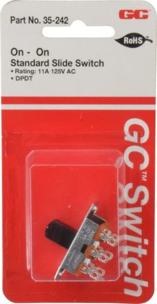 GC/Waldom - 0.50 at 125 VDC, 11 at 125 VAC, DPDT Solder Slide Switch - Eagle Tool & Supply