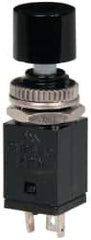 GC/Waldom - 0.315 Inch Mount Hole, Miniature Pushbutton Switch Only - Round, Black Pushbutton, Nonilluminated, Maintained (MA), On-On - Eagle Tool & Supply