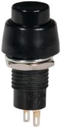 GC/Waldom - 0.4 Inch Mount Hole, Miniature Pushbutton Switch Only - Round, Black Pushbutton, Nonilluminated, Momentary (MO), Off-On - Eagle Tool & Supply