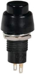 GC/Waldom - 0.4 Inch Mount Hole, Miniature Pushbutton Switch Only - Round, Black Pushbutton, Nonilluminated, Momentary (MO), Off-On - Eagle Tool & Supply