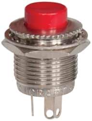 GC/Waldom - 0.469 Inch Mount Hole, Miniature Pushbutton Switch Only - Round, Red Pushbutton, Nonilluminated, Momentary (MO), On-Off - Eagle Tool & Supply