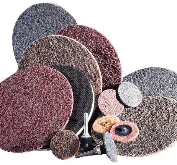 Standard Abrasives - 7" Coarse Grade Aluminum Oxide Deburring Disc - Hook & Loop Connection, Brown, 6,000 Max RPM - Eagle Tool & Supply