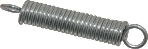 Made in USA - 3/8" OD, 19.24 Lb Max Load, 2-9/16" Max Ext Len, 0.062" Wire Diam Extension Spring - 31.84 Lb/In Rating - Eagle Tool & Supply
