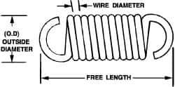 Made in USA - 11/32" OD, 23.43 Lb Max Load, 6-3/8" Max Ext Len, 0.062" Wire Diam Extension Spring - 17.77 Lb/In Rating - Eagle Tool & Supply