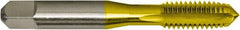 Made in USA - 5/8-18 UNF 2/3B 4 Flute TiN Finish High Speed Steel Straight Flute Standard Hand Tap - Plug, Right Hand Thread, 3-13/16" OAL, 1-13/16" Thread Length, H3 Limit, Oversize - Exact Industrial Supply