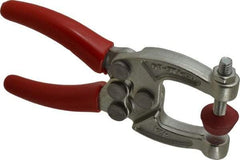 De-Sta-Co - 889.64 N Load Capacity, 1.08" Throat Depth, 4.63" OAL, Carbon Steel, C Style Plier Clamp - 2.06" Max Jaw Capacity, M6x1 Spindle, 2.06" Open Throat Height, Red Handle, Spindle End - Eagle Tool & Supply