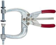 De-Sta-Co - 3113.76 N Load Capacity, 2.72" Throat Depth, 8.51" OAL, Carbon Steel, C Style Plier Clamp - 4.65" Max Jaw Capacity, M10x1.25 Spindle, 4.65" Open Throat Height, Red Handle, Spindle End - Eagle Tool & Supply