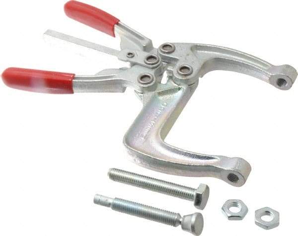 De-Sta-Co - 5337.87 N Load Capacity, 2.56" Throat Depth, 9.15" OAL, Carbon Steel, C Style Plier Clamp - 5.98" Max Jaw Capacity, M10x1.5 Spindle, 5.98" Open Throat Height, Red Handle, Spindle End - Eagle Tool & Supply