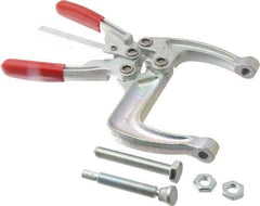 De-Sta-Co - 5337.87 N Load Capacity, 2.56" Throat Depth, 9.15" OAL, Carbon Steel, C Style Plier Clamp - 5.98" Max Jaw Capacity, M10x1.5 Spindle, 5.98" Open Throat Height, Red Handle, Spindle End - Eagle Tool & Supply