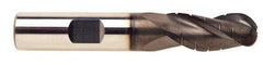 ProMax - 7/32" Diam, 3/4" LOC, 3 Flute Solid Carbide Roughing & Finishing Ball End Mill - AlTiN Finish, 2-1/2" OAL, 1/4" Shank Diam, Straight Shank, 35° Helix, Centercutting, Regular Length - Eagle Tool & Supply