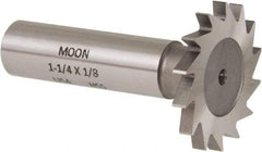 Made in USA - 1-1/4" Diam x 1/8" Face Width, High Speed Steel, 18 Teeth, Shank Connection Woodruff Keyseat Cutter - Uncoated, 2-3/16" OAL x 1/2" Shank, Straight Teeth - Eagle Tool & Supply