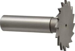 Made in USA - 1-1/2" Diam x 1/16" Face Width, High Speed Steel, 20 Teeth, Shank Connection Woodruff Keyseat Cutter - Uncoated, 2-1/4" OAL x 1/2" Shank, Straight Teeth - Eagle Tool & Supply