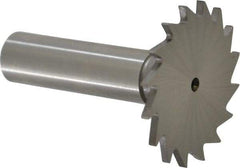 Made in USA - 1-1/2" Diam x 5/64" Face Width, High Speed Steel, 20 Teeth, Shank Connection Woodruff Keyseat Cutter - Uncoated, 2-1/4" OAL x 1/2" Shank, Straight Teeth - Eagle Tool & Supply