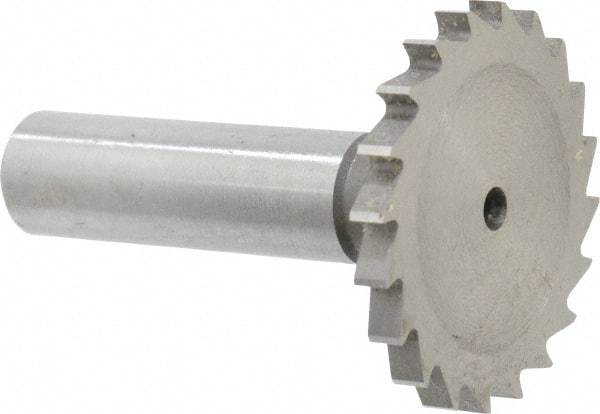 Made in USA - 1-1/2" Diam x 9/64" Face Width, High Speed Steel, 20 Teeth, Shank Connection Woodruff Keyseat Cutter - Uncoated, 2-1/4" OAL x 1/2" Shank, Straight Teeth - Eagle Tool & Supply