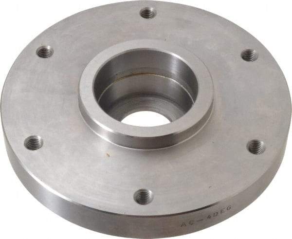 Buck Chuck Company - Adapter Back Plate for 6" Diam Self Centering Lathe Chucks - 4° Taper Mount, 1.32" Through Hole Diam, 4.906mm ID, 6-1/2" OD, 1.12" Flange Height, Steel - Eagle Tool & Supply