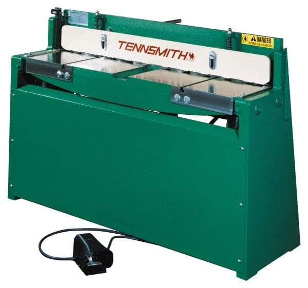 Tennsmith - 52-1/4 Inch Long Blade, Pneumatic Power Floor Shear - 61 Inch Wide x 36 Inch Deep x 42 Inch High, 0.0394 Inch Stainless Steel Capacity, 0.0630 Inch Mild Steel Capacity, 30 Inch Back Gauge Range - Eagle Tool & Supply