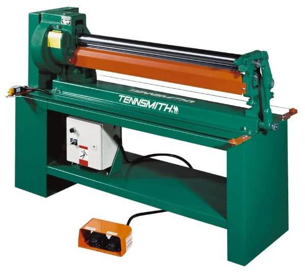 Tennsmith - 20 Gauge Max Stainless Steel Capacity, 49 Inch Max Forming Width, Floor Machine, Electric Slip Roll - 3/4 hp, 77 Inch Overall Width, x 50 Inch Overall Height, 3 Inch Slip Roll Diameter, 3/8, 1/2, 5/8 Inch Wire Groove Width, 230/460 Voltage - Eagle Tool & Supply