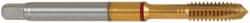 Guhring - M10x1.50 Metric Coarse, 3 Flute, TiN Finish, Powdered Metal Spiral Point Tap - Plug Chamfer, Right Hand Thread, 100mm OAL, 0.381" Shank Diam, 6H Class of Fit, Series 4122 - Exact Industrial Supply