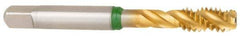 Guhring - 7/16-20 UNF 3 Flute 2B Modified Bottoming Spiral Flute Tap - Cobalt, TiN Finish, 3.157" OAL, Right Hand Flute, Right Hand Thread - Eagle Tool & Supply
