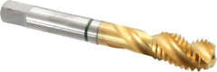 Guhring - 1/2-13 UNC 3 Flute 2B Modified Bottoming Spiral Flute Tap - Cobalt, TiN Finish, 3.381" OAL, Right Hand Flute, Right Hand Thread - Eagle Tool & Supply