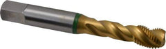 Guhring - 3/8-24 UNF 3 Flute 2B Modified Bottoming Spiral Flute Tap - Cobalt, TiN Finish, 2.941" OAL, Right Hand Flute, Right Hand Thread - Eagle Tool & Supply