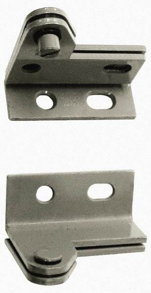 Stanley - 1-1/2" Long x 1.06" Wide x 11/84" Thick, Satin Chrome Finish Steel, Right Hand Wardrobe Pivot Hinge - 1/4" Pin Diam, 4 Holes, 1-1/8 Min Door Thickness, 75 Lb Capacity, 1" Leaf Height - Eagle Tool & Supply