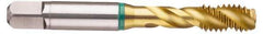 Guhring - M5x0.80 Metric Coarse 3 Flute 6H Bottoming Spiral Flute Tap - Cobalt, TiN Finish, 2.382" OAL, Right Hand Flute, Right Hand Thread, Series 3976 - Exact Industrial Supply