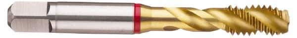 Guhring - 7/8-14 UNF 5 Flute 2B Modified Bottoming Spiral Flute Tap - Powdered Metal, TiN Finish, 4.921" OAL, Right Hand Flute, Right Hand Thread, Series 3995 - Eagle Tool & Supply