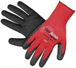 HexArmor - Size L (9), ANSI Cut Lvl A7, Puncture Lvl 5, Rubber Coated Cut & Puncture Resistant Gloves - Palm & Fingers Coated, SuperFabric/Cotton Lining, Knit Wrist, Red/Black, Paired - Eagle Tool & Supply