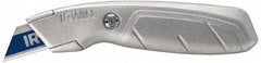 Irwin - Fixed Utility Knife - 2-1/4" Blade, Silver Aluminum Handle, 1 Blade Included - Eagle Tool & Supply