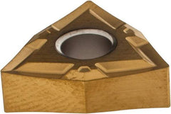 Seco - WNGP431 MF1 Grade CP200 Carbide Turning Insert - TiAlN/TiN Finish, 80° Trigon, 1/2" Inscr Circle, 3/16" Thick, 1/64" Corner Radius - Eagle Tool & Supply