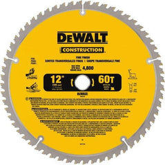 DeWALT - 12" Diam, 1" Arbor Hole Diam, 60 Tooth Wet & Dry Cut Saw Blade - Carbide-Tipped, Fine Finishing Action, Standard Round Arbor - Eagle Tool & Supply