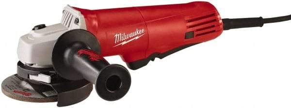 Milwaukee Tool - 4-1/2" Wheel Diam, 10,000 RPM, Corded Angle & Disc Grinder - 5/8-11 Spindle, 120 Volts, 7.5 Amps, Side Exhaust - Eagle Tool & Supply