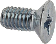 Value Collection - M6x1.00 Metric Coarse, 12mm OAL Phillips Drive Machine Screw - Flat Head, Grade 4.8 Steel, Zinc-Plated Finish, Without Washer - Eagle Tool & Supply