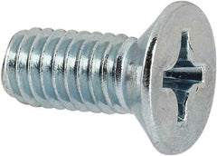Value Collection - M6x1.00 Metric Coarse, 14mm OAL Phillips Drive Machine Screw - Flat Head, Grade 4.8 Steel, Zinc-Plated Finish, Without Washer - Eagle Tool & Supply