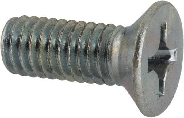 Value Collection - M6x1.00 Metric Coarse, 16mm OAL Phillips Drive Machine Screw - Flat Head, Grade 4.8 Steel, Zinc-Plated Finish, Without Washer - Eagle Tool & Supply