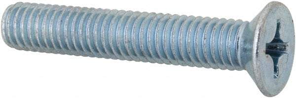 Value Collection - M6x1.00 Metric Coarse, 35mm OAL Phillips Drive Machine Screw - Flat Head, Grade 4.8 Steel, Zinc-Plated Finish, Without Washer - Eagle Tool & Supply