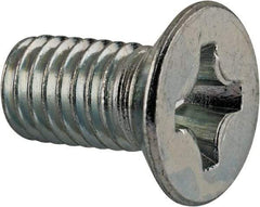Value Collection - M8x1.25 Metric Coarse, 16mm OAL Phillips Drive Machine Screw - Flat Head, Grade 4.8 Steel, Zinc-Plated Finish, Without Washer - Eagle Tool & Supply